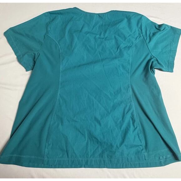 Cherokee Pro Flexibles, Womens Medical Scrub Top Size 3XL, Color Teal, V-Neck - Picture 2 of 9